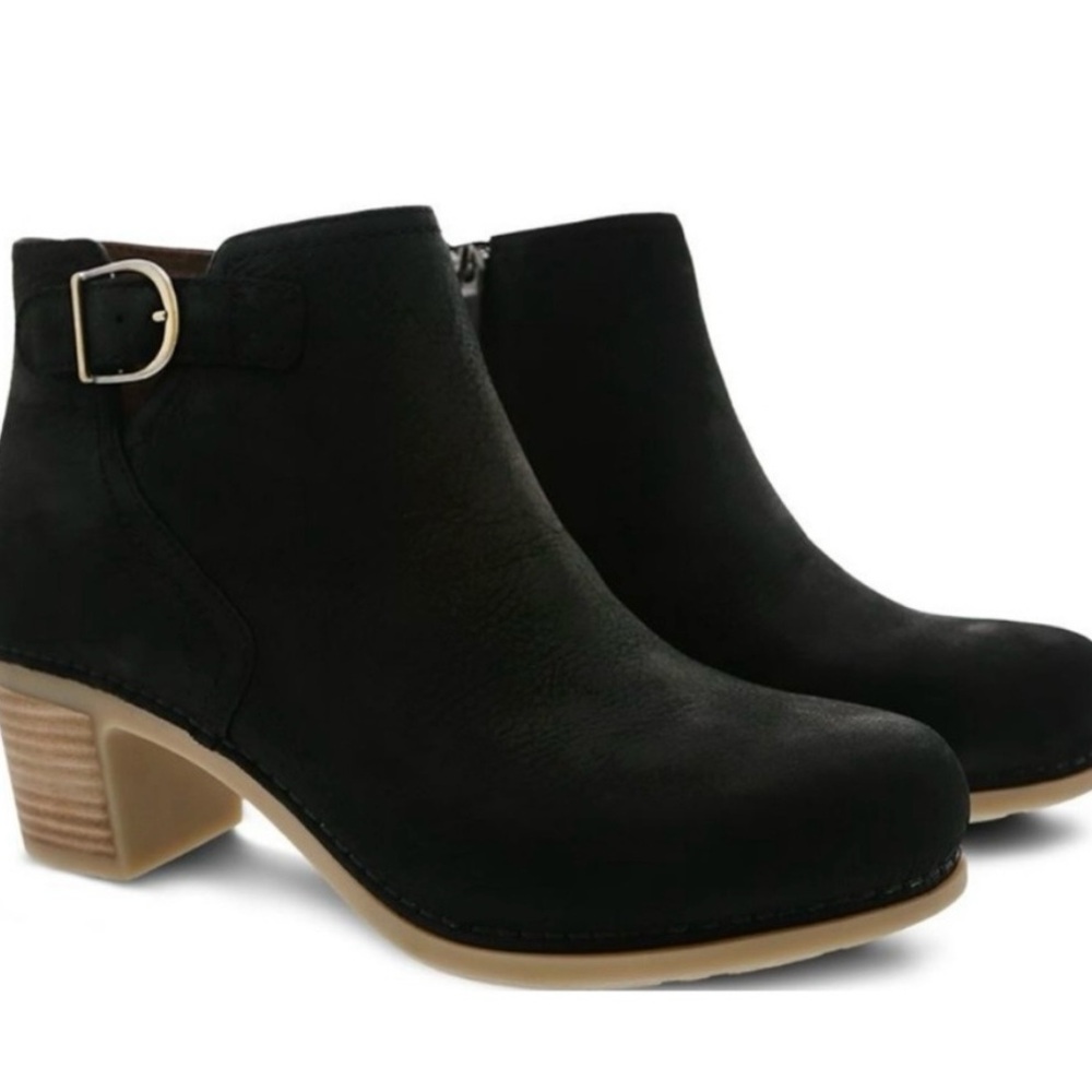 Dansko`Henley Black Nubuck Suede Ankle Boots Size 37